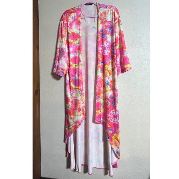 Pink Rainbow Tie Dye Kimono/Duster - Picture 4 of 4